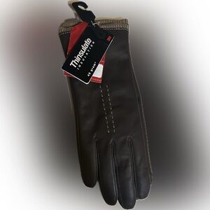 LEATHER 3M THINSULATE LADIES GLOVES BROWN SLEEK SZ: XL DRIVING WARM RN#: 17730